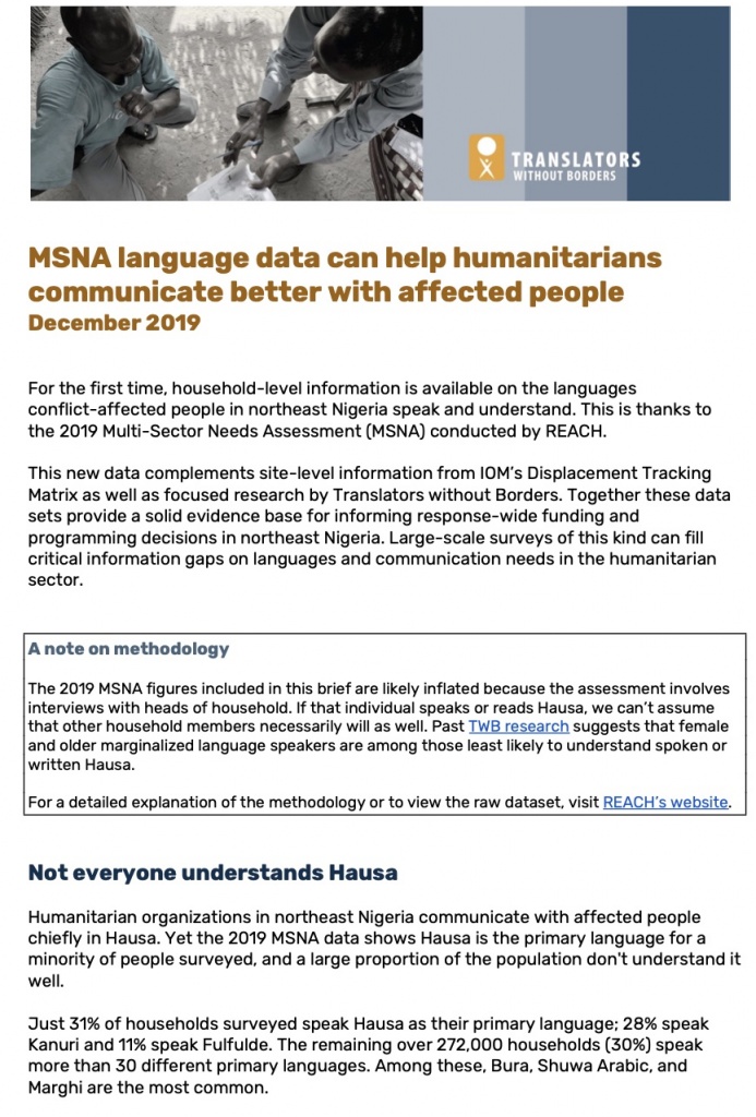 language data northeast Nigeria