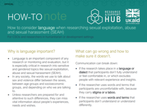 How to consider language when researching Sexual Exploitation, Abuse and Sexual Harassment (SEAH)