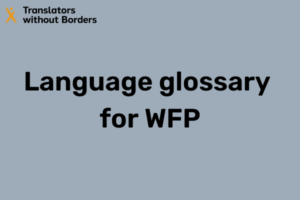 TWB language glossary for WFP