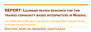 Report - learning review research for community-based interpreters training 2021